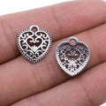 16x15mm 0.9g Multicolor Zinc Alloy Carved Heart Charm Pendant for DIY Necklace Bracelet Making