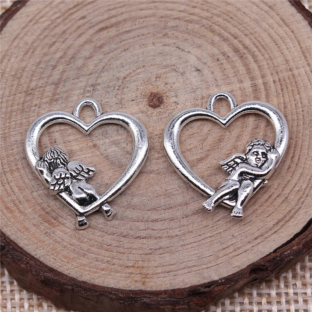 20x17mm 1.5g Multicolor Zinc Alloy Heart Angel Charm Pendant for DIY Bracelet Necklace Making