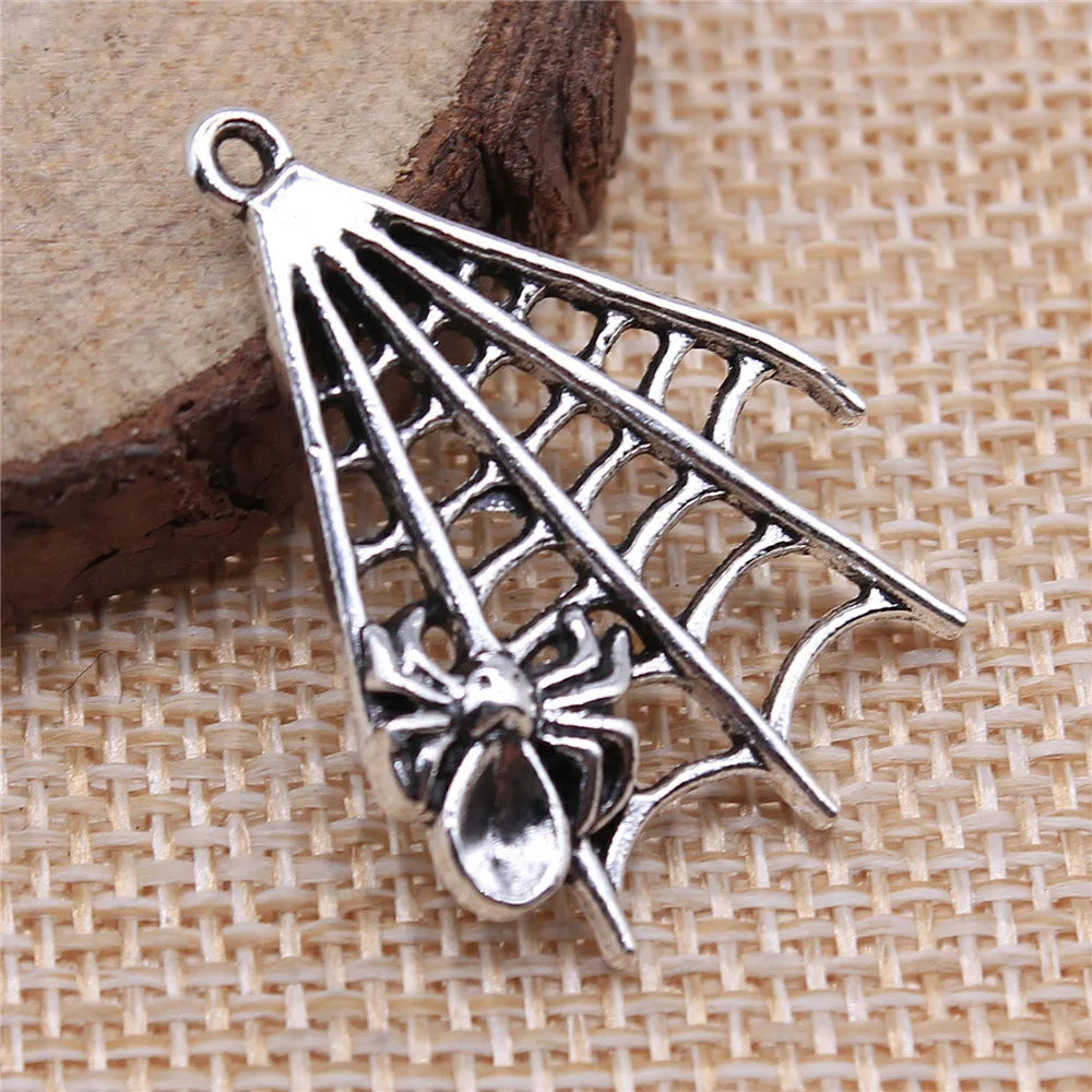 32x23mm 2.9g Multicolor Zinc Alloy Spider Spider Web Charm Pendant for DIY Halloween Jewelry Making