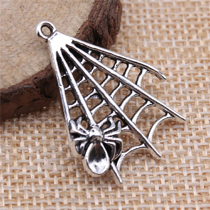 32x23mm 2.9g Multicolor Zinc Alloy Spider Spider Web Charm Pendant for DIY Halloween Jewelry Making