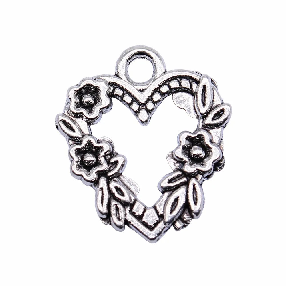 21x18mm 1.8g Multicolor Zinc Alloy Flower Heart Charm Pendant for DIY Necklace Bracelet Making