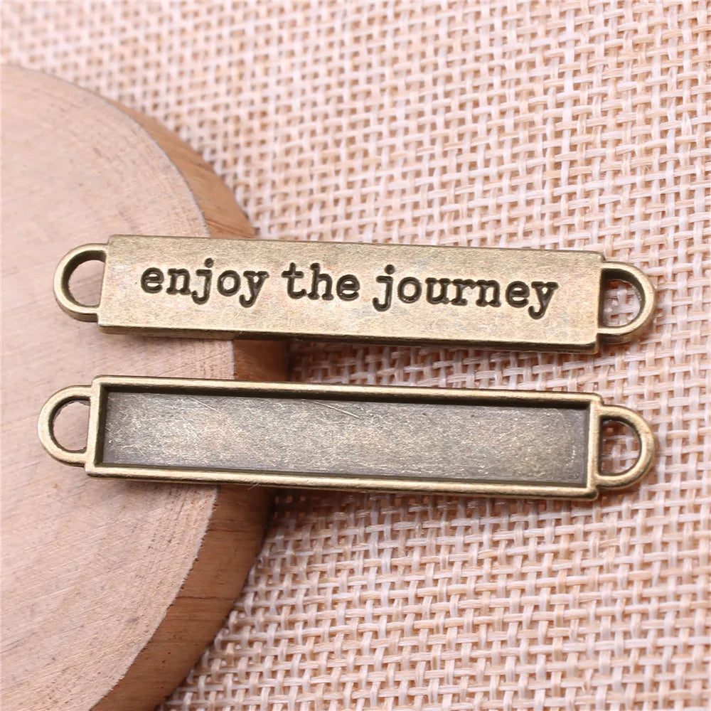 49x8mm 2.8g Multicolor Zinc Alloy Enjoy The Journey Bar Connector Charm for Bracelet Jewelry Making