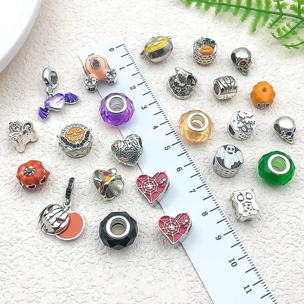 Zinc Alloy Halloween Ghost Pumpkin Carriage Large Hole Beads for DIY Bracelet Jewelry