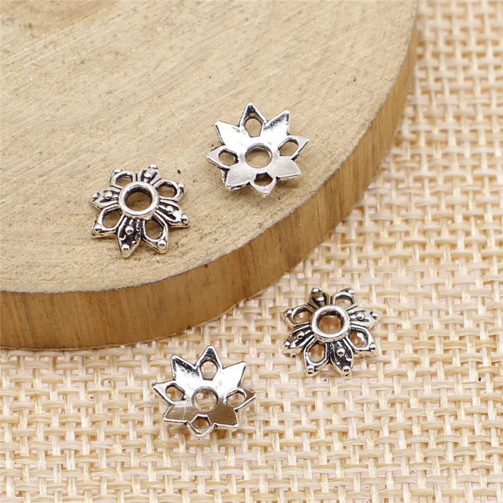 9x9mm 0.3g Multi Color Zinc Alloy Flower Bead Caps for DIY Handmade Bracelet Necklace Making