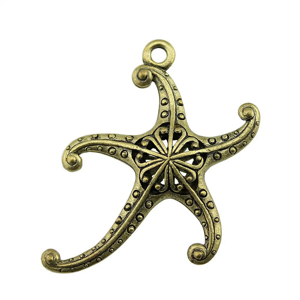 45x43mm 6.7g Multicolor Zinc Alloy Hollow Starfish Charm Pendant for Ocean Theme Jewelry Making