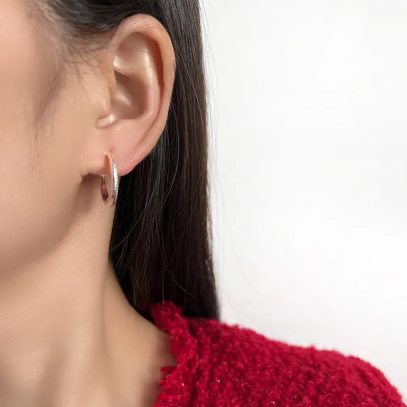 Elegant Silver Alloy Spiral Disc Hoop Stud & Clip On No Piercing Glitter Sand Cuff Earrings