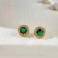 18K Gold Plated Copper Square Geometric Zircon Stud Earrings For Women Light Luxury