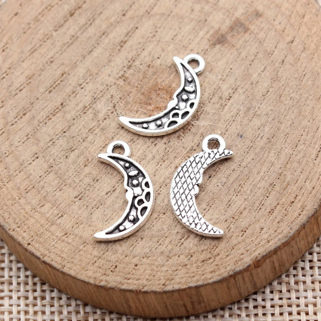 17x9.3mm 0.51g Multicolor Zinc Alloy Moon Charm Pendant for DIY Necklace Bracelet Jewelry Making