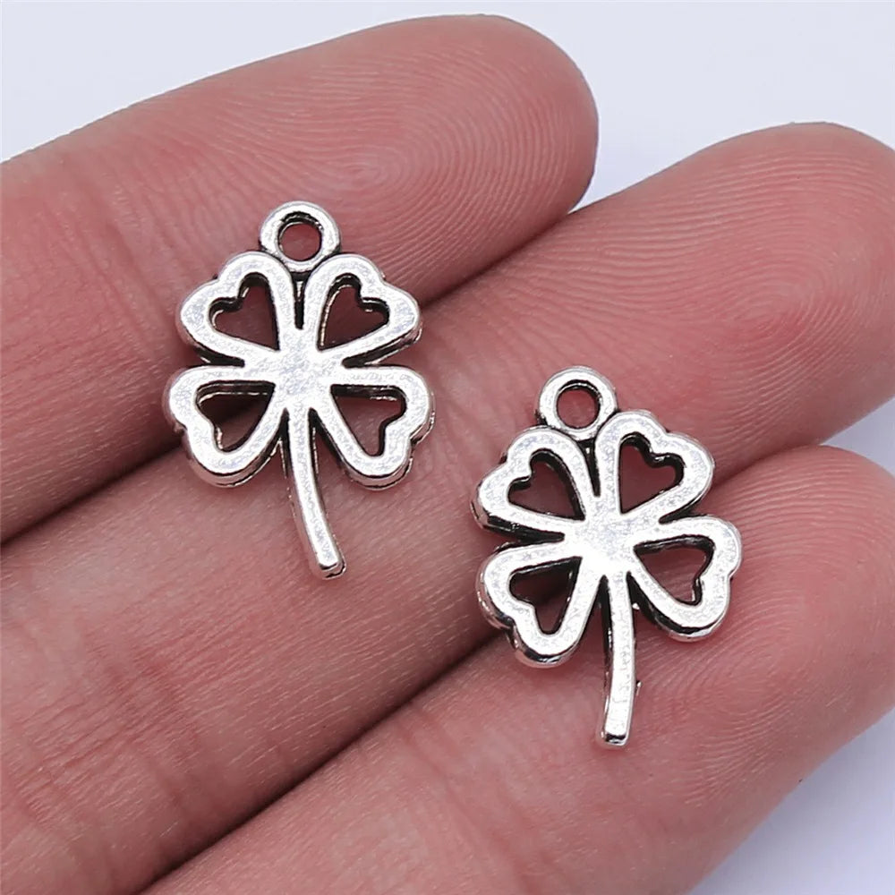 18x13mm 1.2g Multicolor Zinc Alloy Four Leaf Clover Charm Pendant for DIY Necklace Bracelet Jewelry Making