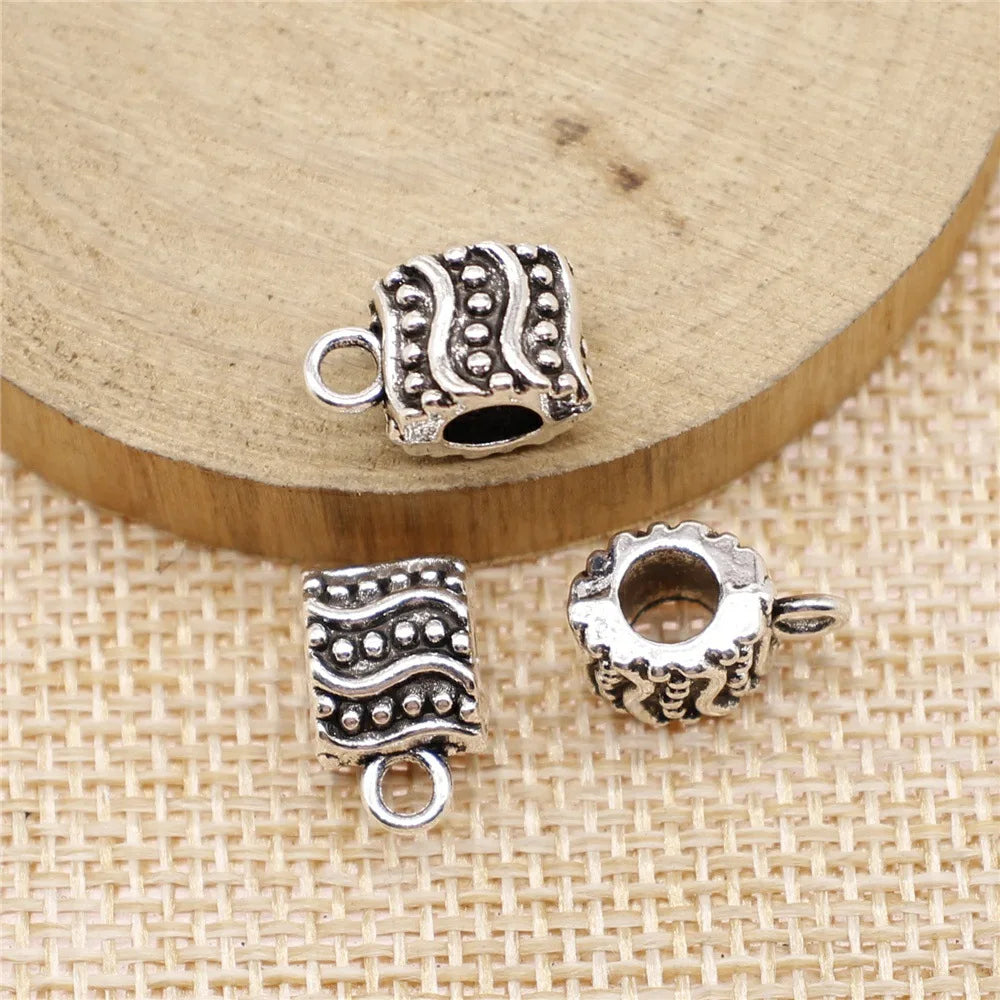 13x8x8mm 2g Antique Silver Zinc Alloy Engraved Pendant Bail Connector Charm Finding for DIY Jewelry
