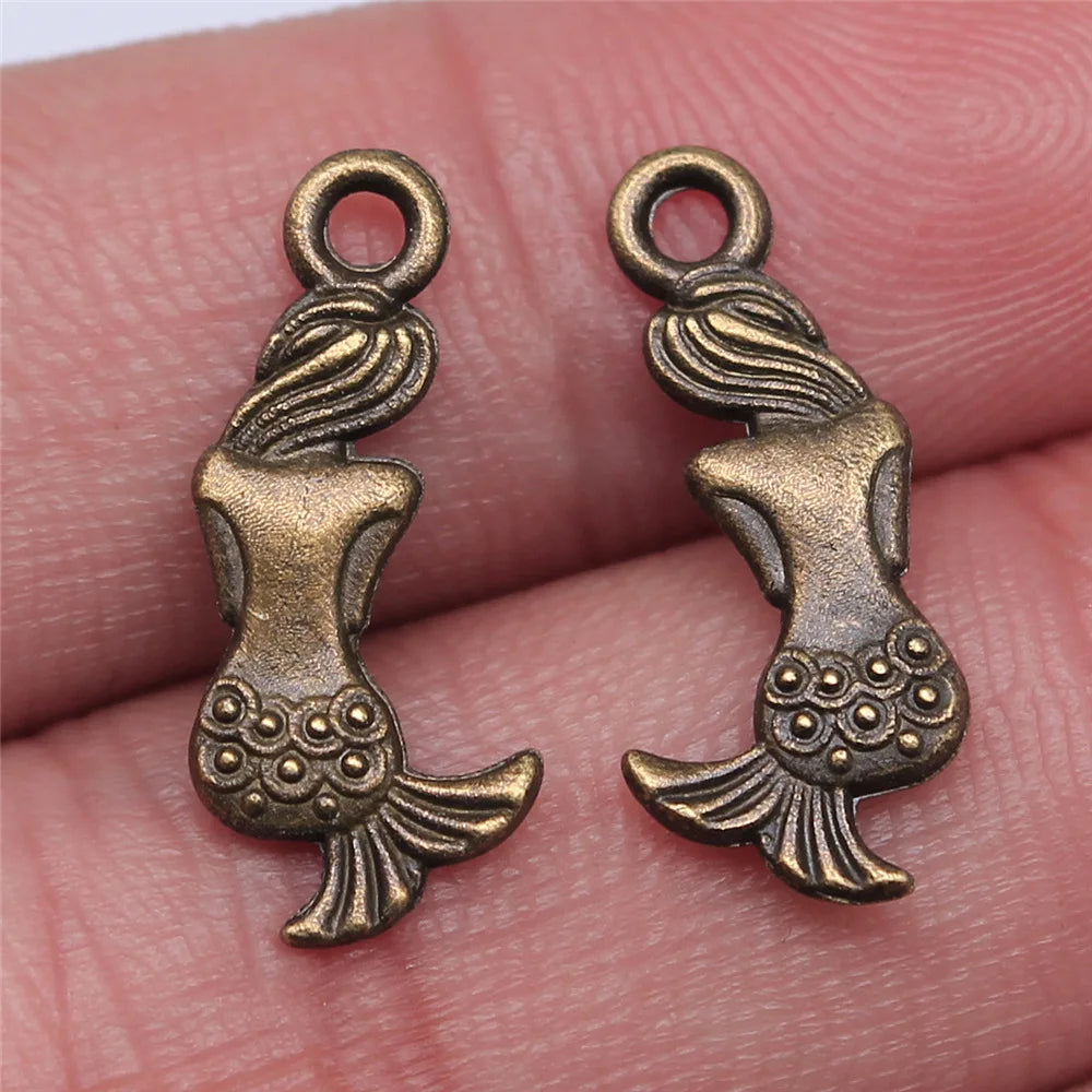 20x7mm 0.7g Multicolor Zinc Alloy Mermaid Charm Pendant for DIY Ocean Theme Jewelry Making