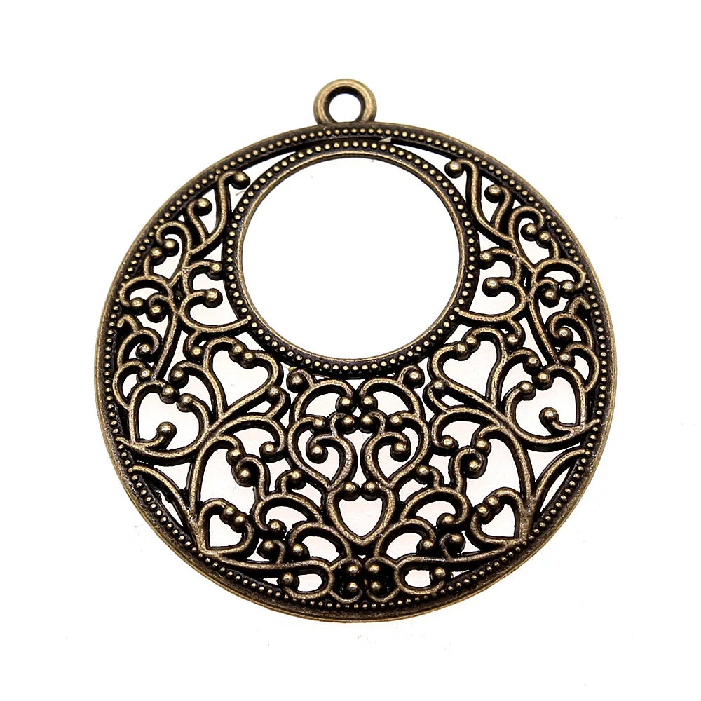 41x38mm 3.9g Multicolor Zinc Alloy Hollow Floral Earring Connector Charms for DIY Earrings