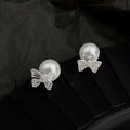 Two-Way Butterfly Stud Earrings Copper Hollow Lightweight Pearl Elegant Commuter Jewelry