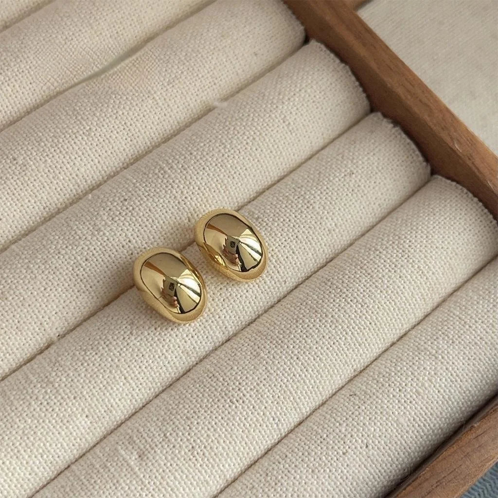 18K Gold Plated Copper Oval Geometric Drop Earrings For Women Light Luxury Summer Jewelry