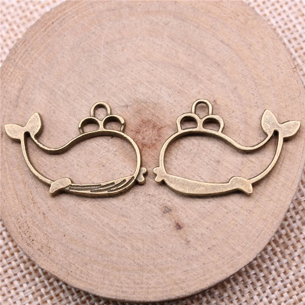 19x28mm 1.6g Multicolor Zinc Alloy Hollow Whale Charm Pendant for DIY Bracelet Necklace Jewelry Making