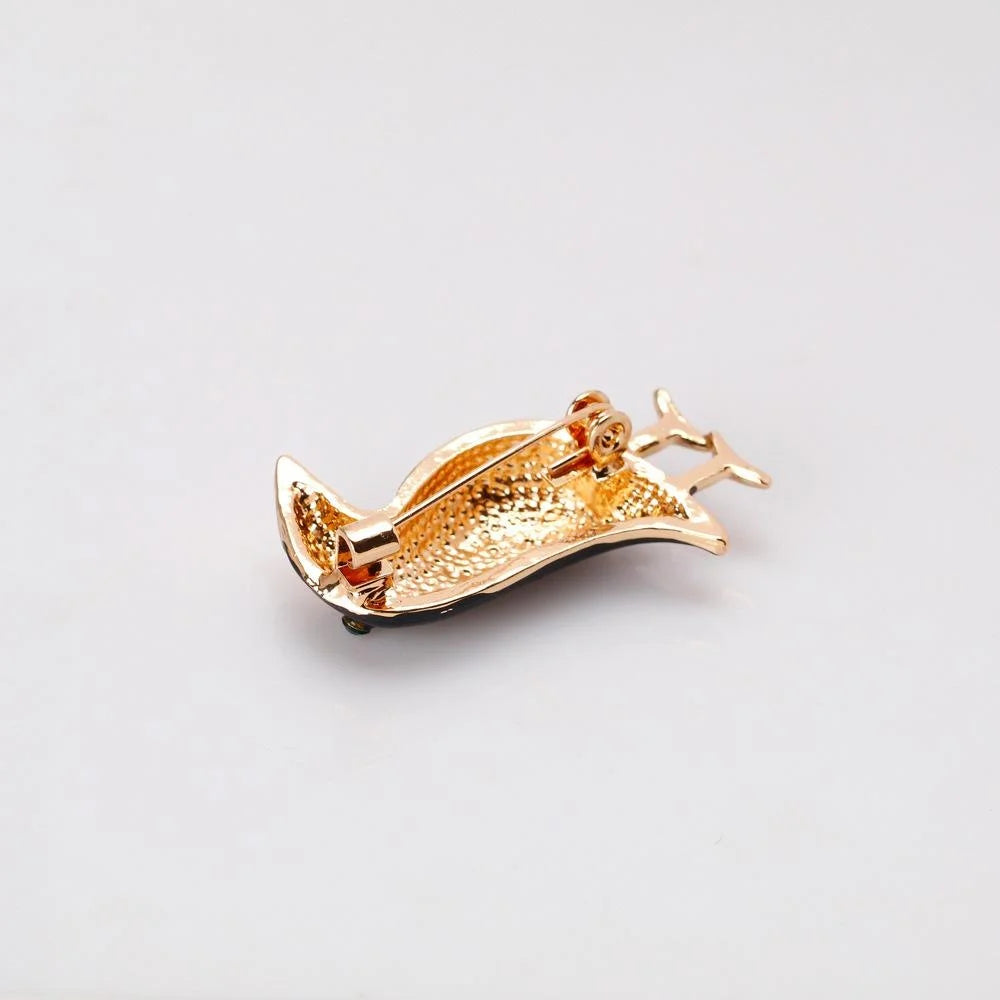 Elegant Black Crow Brooch With Gold Tone Alloy Beak And Green Rhinestone Eye, Animal Lapel Pin Suit Accessory Gift