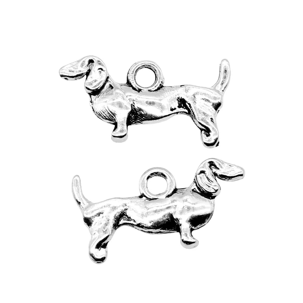 10x18mm 0.8g Antique Silver Zinc Alloy Dog Charm Pendant for DIY Bracelet Necklace Jewelry Making