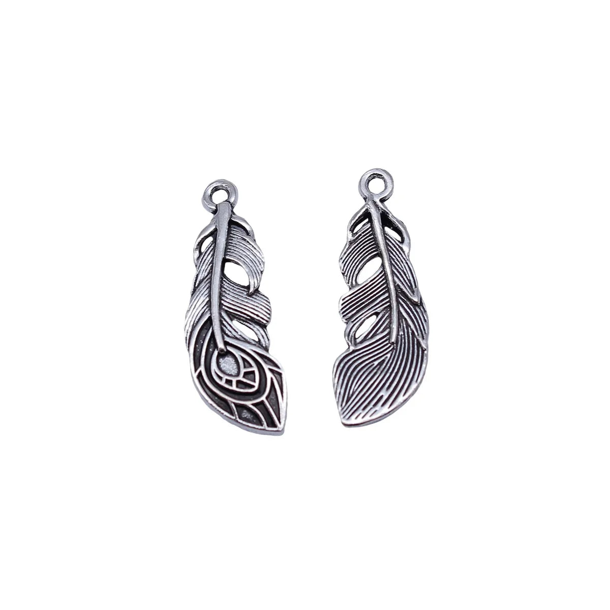 29x10mm 1.5g Antique Silver Zinc Alloy Feather Charm Pendant for DIY Necklace Earring Jewelry Making