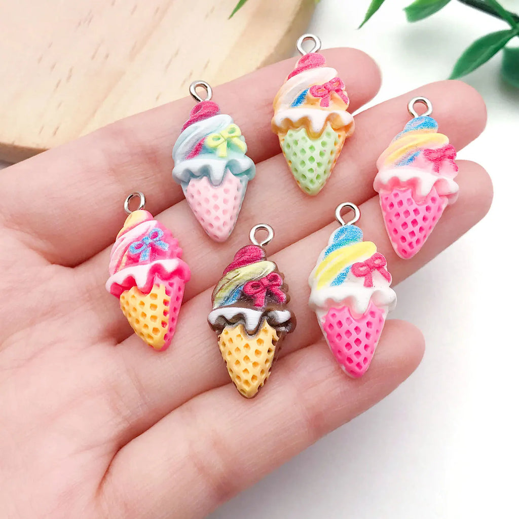 Resin Ice Cream Screw Eye Pins Hooks for DIY Jewelry Accessories