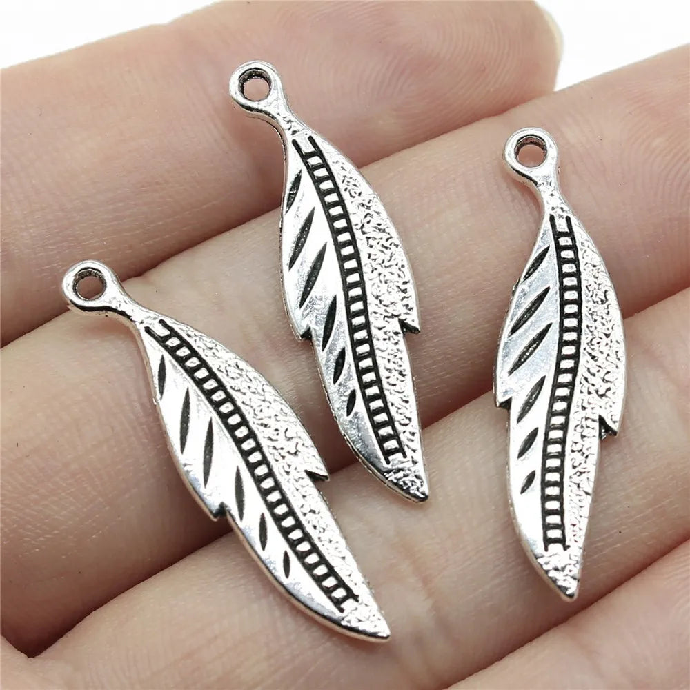 32x9mm 1.5g Multicolor Zinc Alloy Feather Charm Pendant for DIY Bracelet Necklace Jewelry Making