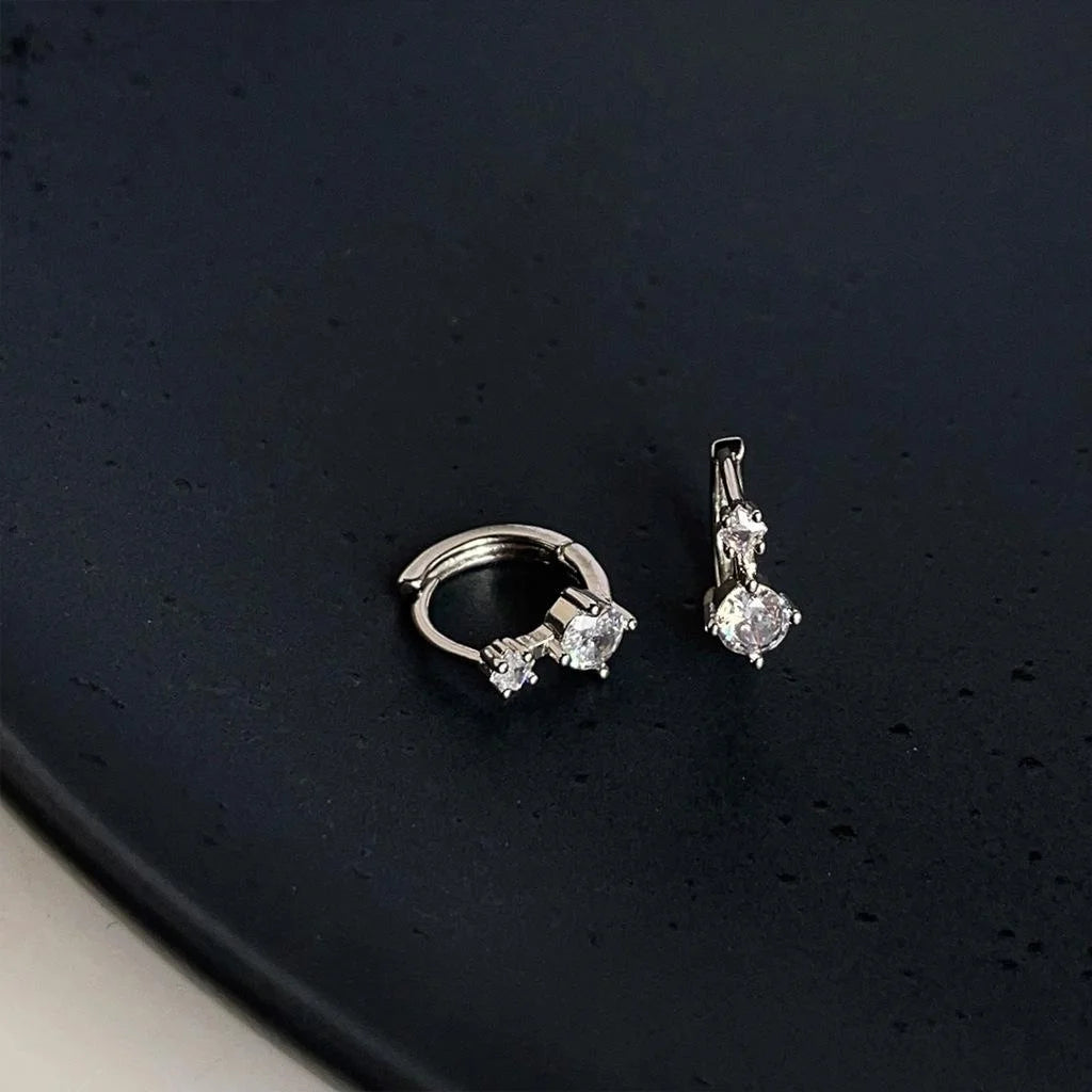 Micro Pave Zircon Copper Geometric Round Stud Earrings Minimalist Elegant Daily Jewelry
