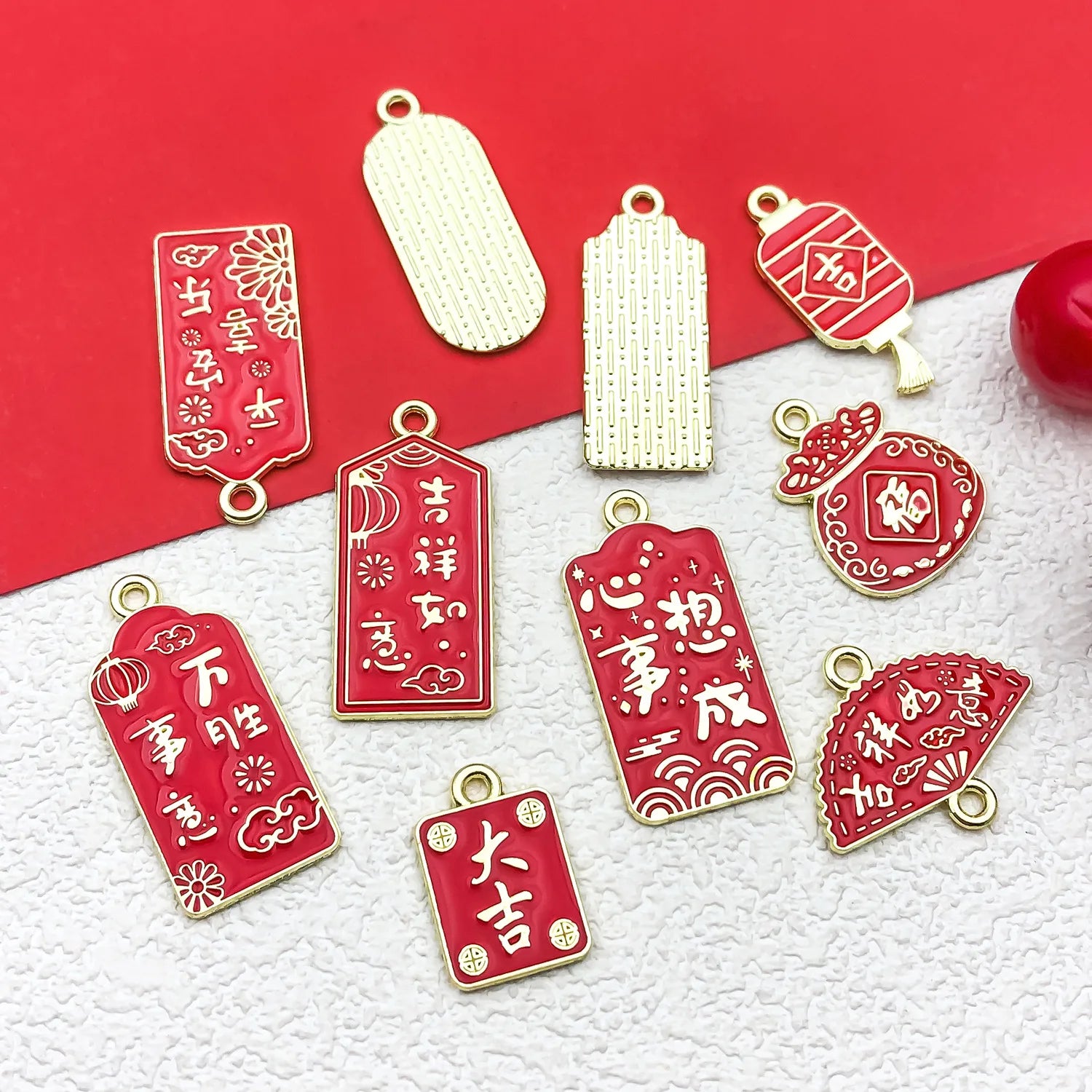 Zinc Alloy Lucky Bag Ruyi Fan Bead Beadable Bead for DIY Keychain Jewelry
