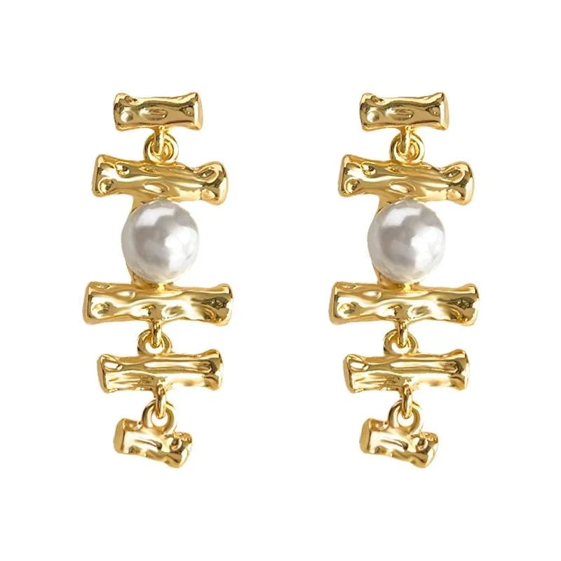 14K Gold Plated Copper Olive Branch Drop Earrings For Women New Chinese Designer Long Jewelry