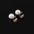 Vintage Big Pearl Square Swirl Alloy Rhinestone Stud & Clip On No Piercing Luxury Women's Earrings