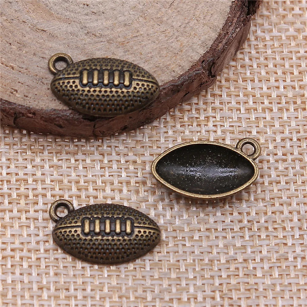 17x10mm 1.2g Multicolor Zinc Alloy Rugby Football Charm Pendant for DIY Sports Necklace Bracelet Making