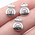14x10mm 1.3g Multicolor Zinc Alloy Double Sided Fu Bag Charm Pendant for Chinese Style Jewelry DIY