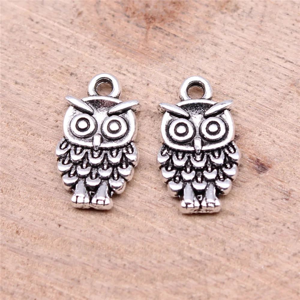 13x8mm 0.55g Antique Silver Zinc Alloy Owl Cat Charm Pendant for DIY Necklace Bracelet Making