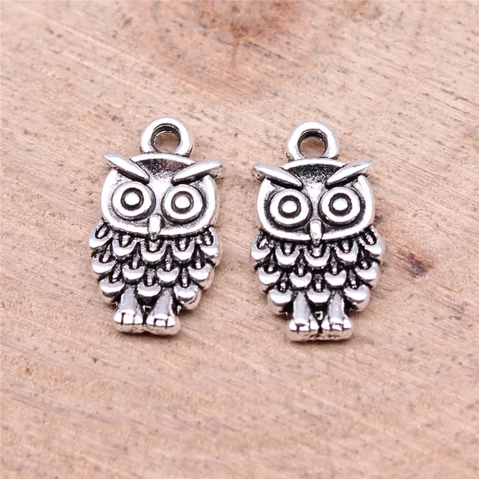 13x8mm 0.55g Antique Silver Zinc Alloy Owl Cat Charm Pendant for DIY Necklace Bracelet Making