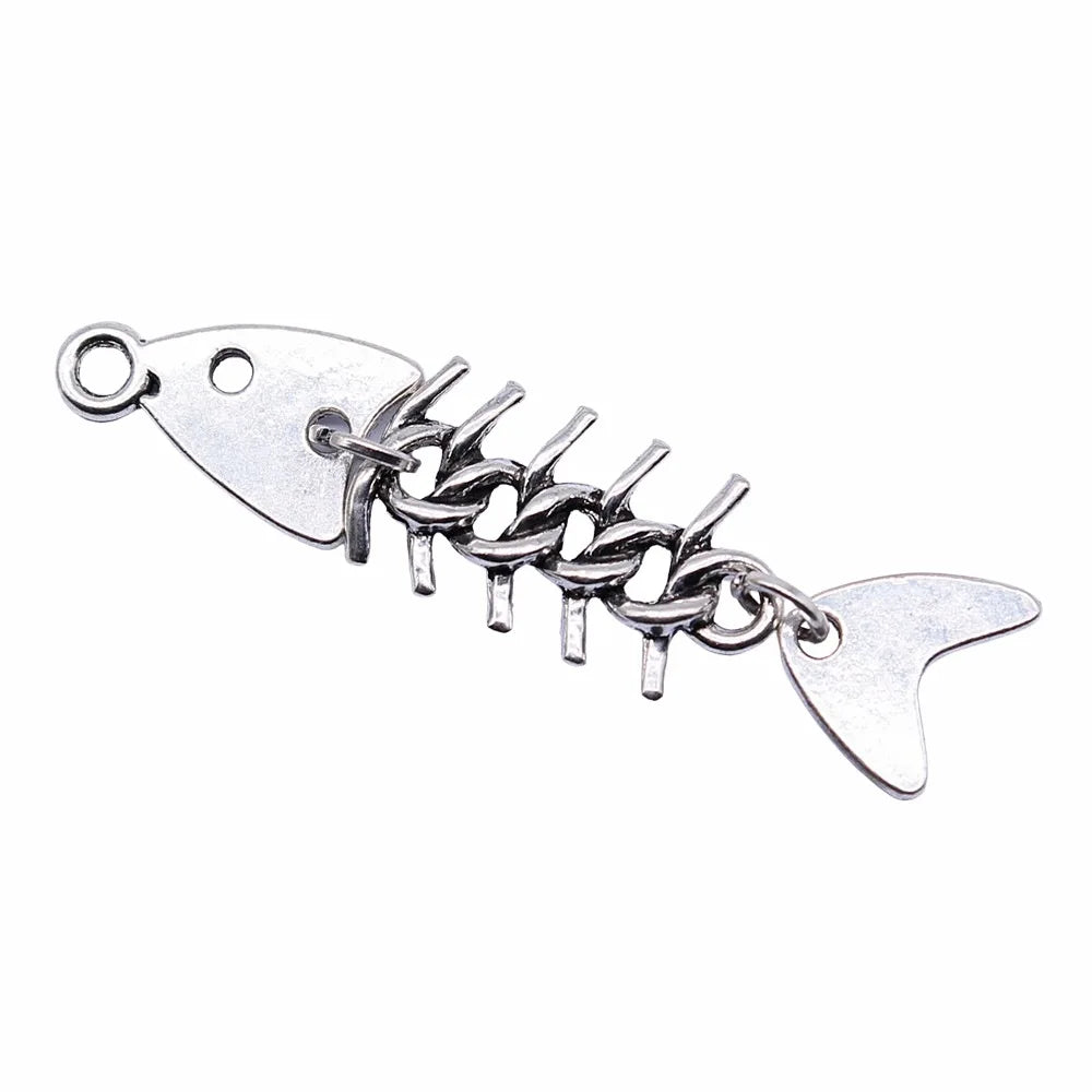 46x11mm 2.7g Multicolor zinc alloy Fish Bone charm pendant for necklace bracelet DIY jewelry making