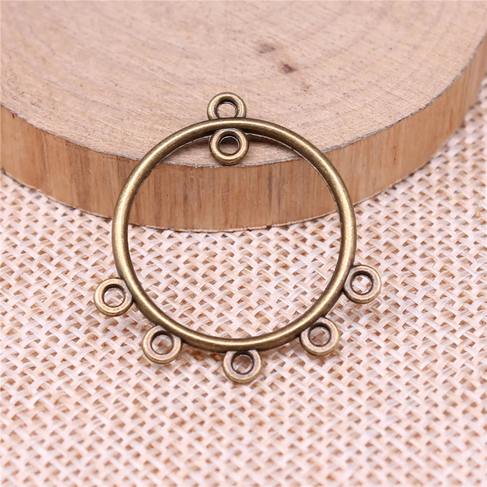 30x28mm 1.4g Multicolor Zinc Alloy Round Earring Connector Charms for DIY Earrings
