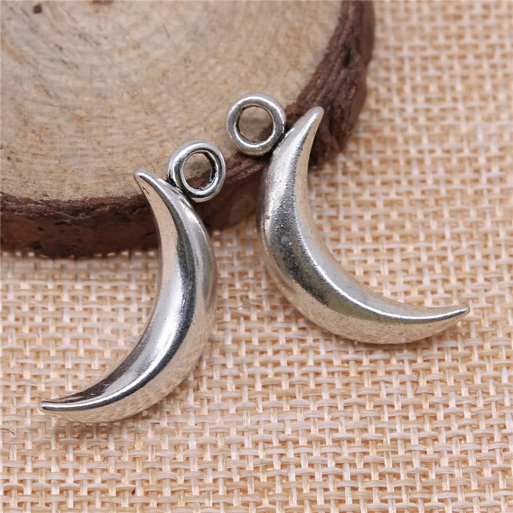 31x14mm 4.8g Zinc Alloy Moon Charm Pendant with Sun Star Details for Necklace Bracelet DIY Jewelry
