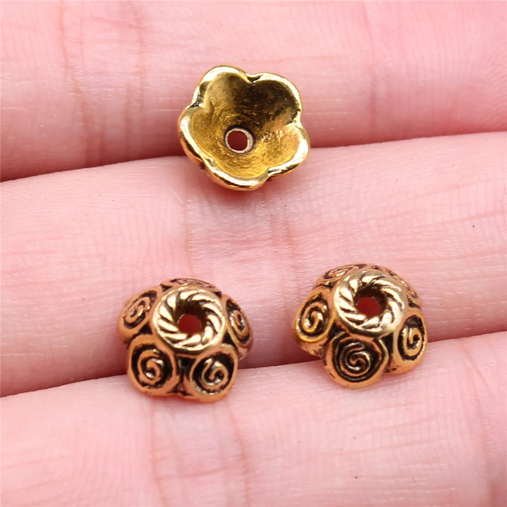 10x10x5mm 1.2g Multi Color Zinc Alloy Flower Bead Caps Spacer Findings for DIY Bracelet Necklace Making