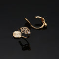 Elegant Gold Tone Alloy Rose Flower Spiral Disc Zircon Stud & Clip On No Piercing Small Hoop Earrings