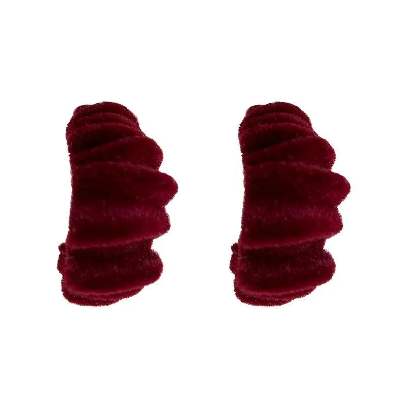 2025 Winter Flocked Geometric Hoop Drop Earrings, Hong Kong Retro Textured Style