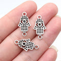 21x11mm 0.86g Antique Silver Zinc Alloy Hand Connector Charm for Rhinestone DIY Jewelry Making