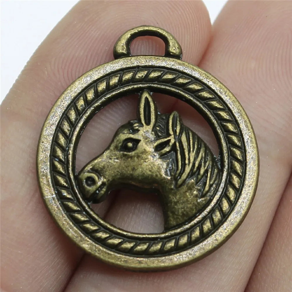 25mm 5.7g Multicolor Zinc Alloy Horse Head Charm Pendant for DIY Necklace Bracelet Jewelry Making