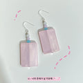 Fresh Sweet Pink Glass Crystal Geometric Rectangle Drop Earrings Vacation Style Handmade Jewelry