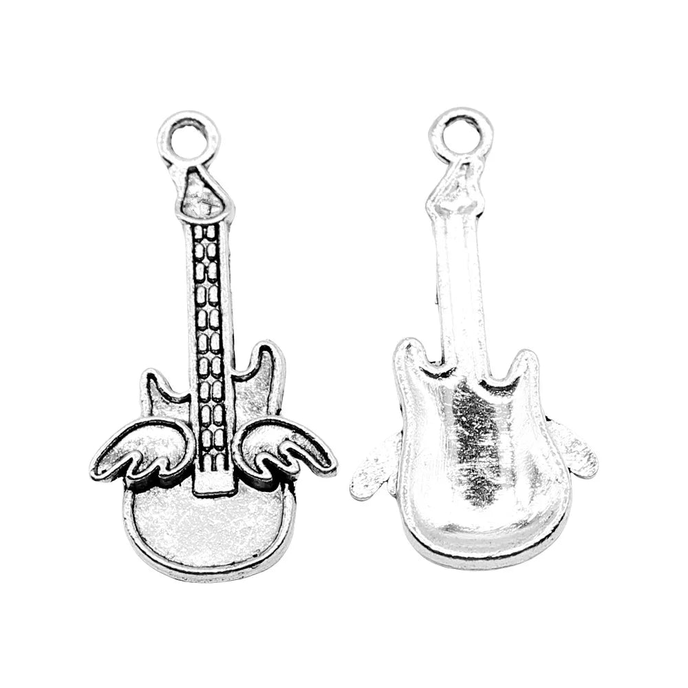 31x10mm 1.7g Multicolor Zinc Alloy Guitar Charm Pendant for DIY Music Theme Jewelry Making