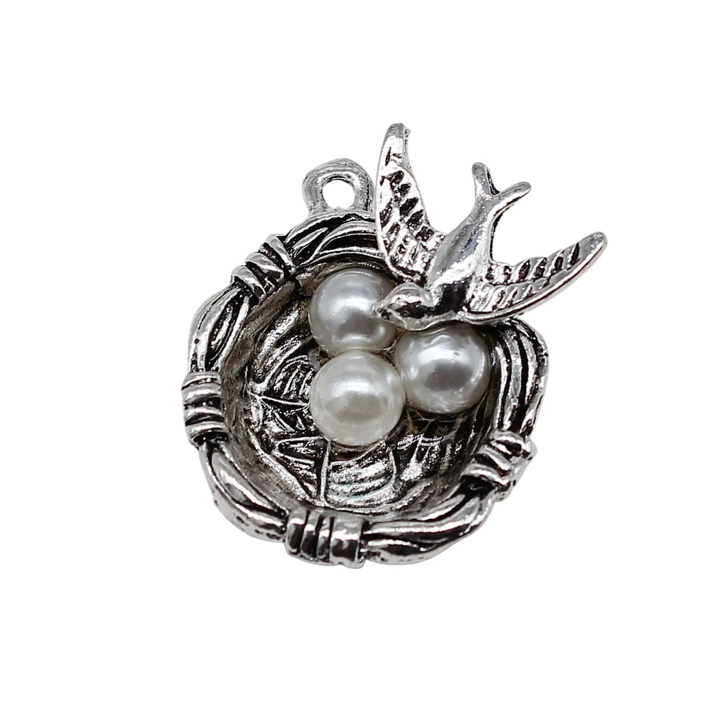 24x25mm 4.5g Multicolor Zinc Alloy Bird Nest Charm Pendant for DIY Necklace Bracelet Jewelry Making