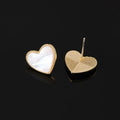 Elegant Natural Shell Heart Stud & Clip On No Piercing Gold Alloy Beaded Edge Sweet Women Earrings