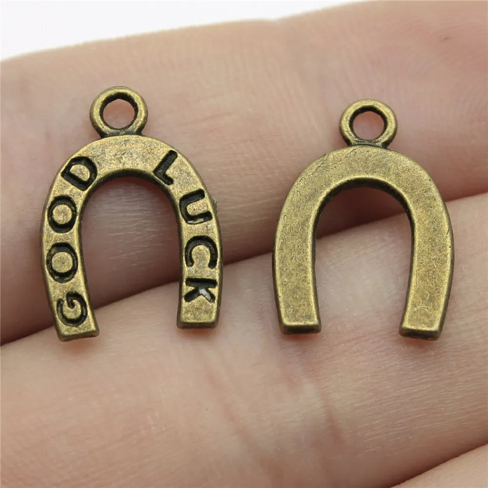 17x12mm 0.9g Multicolor Zinc Alloy Good Luck Horseshoe Charm Pendant for Bracelet Necklace Making