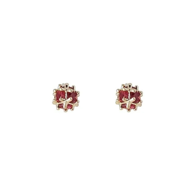 14K Plated Copper Micro Pave Zircon Heart Antler Stud Earrings For Women Daily Minimalist Jewelry