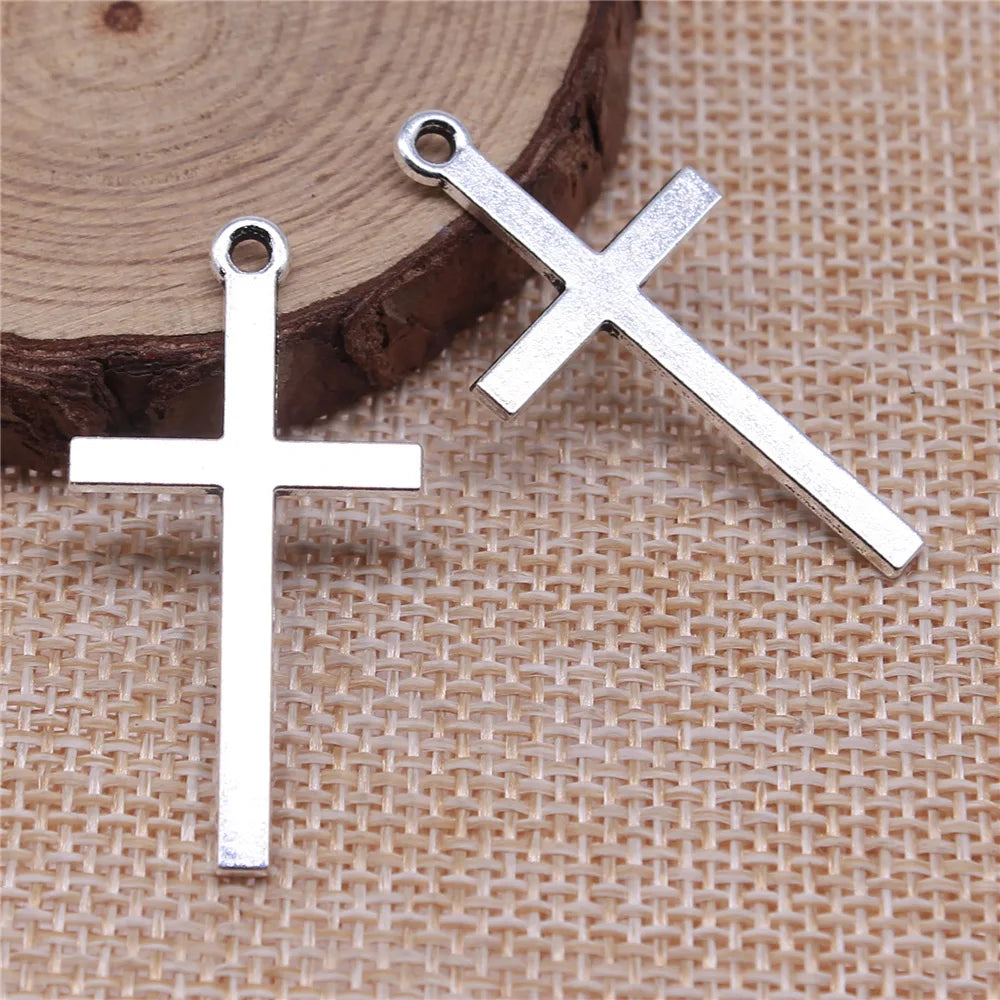 38x20mm 1.4g Antique Silver Zinc Alloy Cross Charm Pendant for DIY Necklace Bracelet Jewelry Making