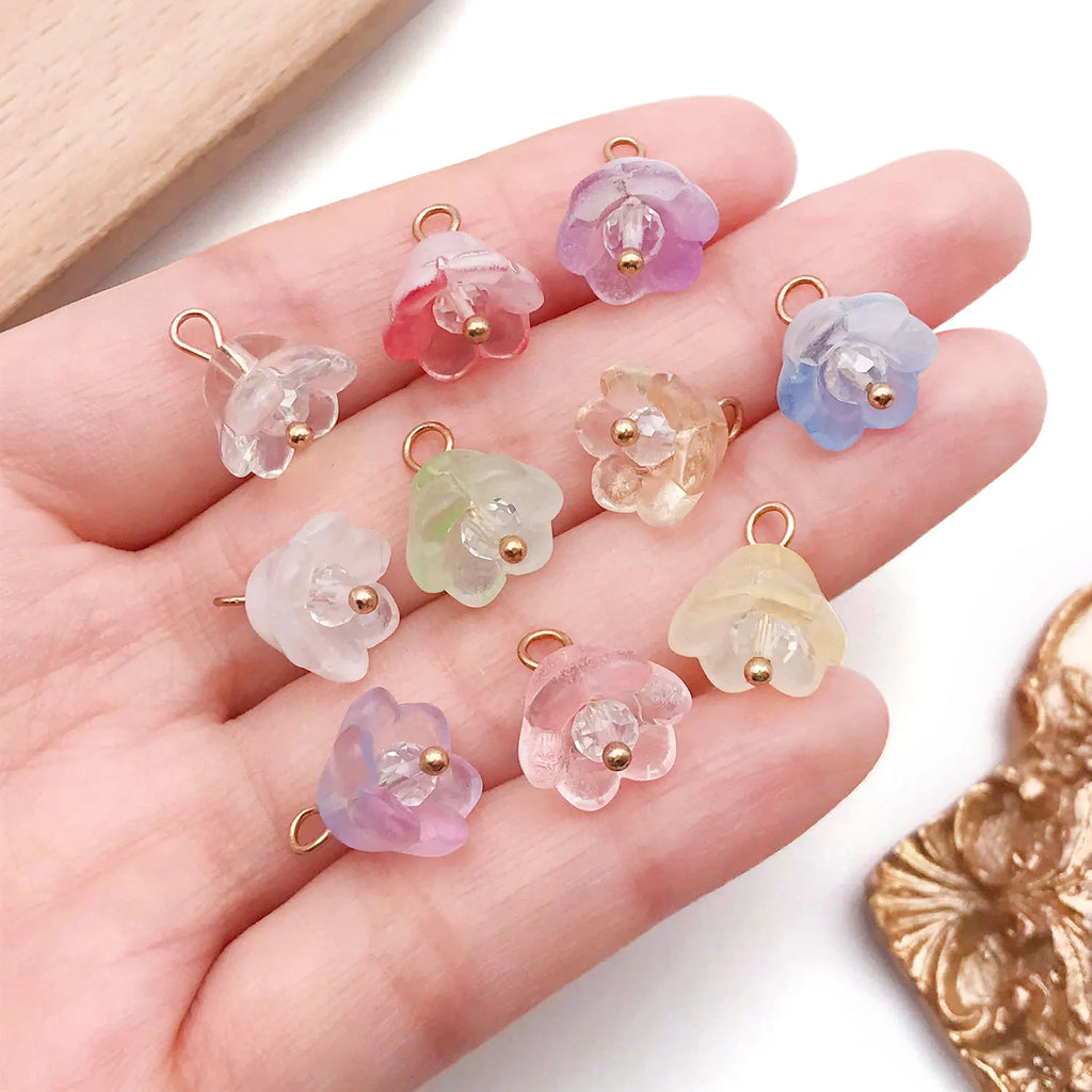 Glass Lily of the Valley Flower Loose Beads for DIY Earrings Bag Charm Jewelry