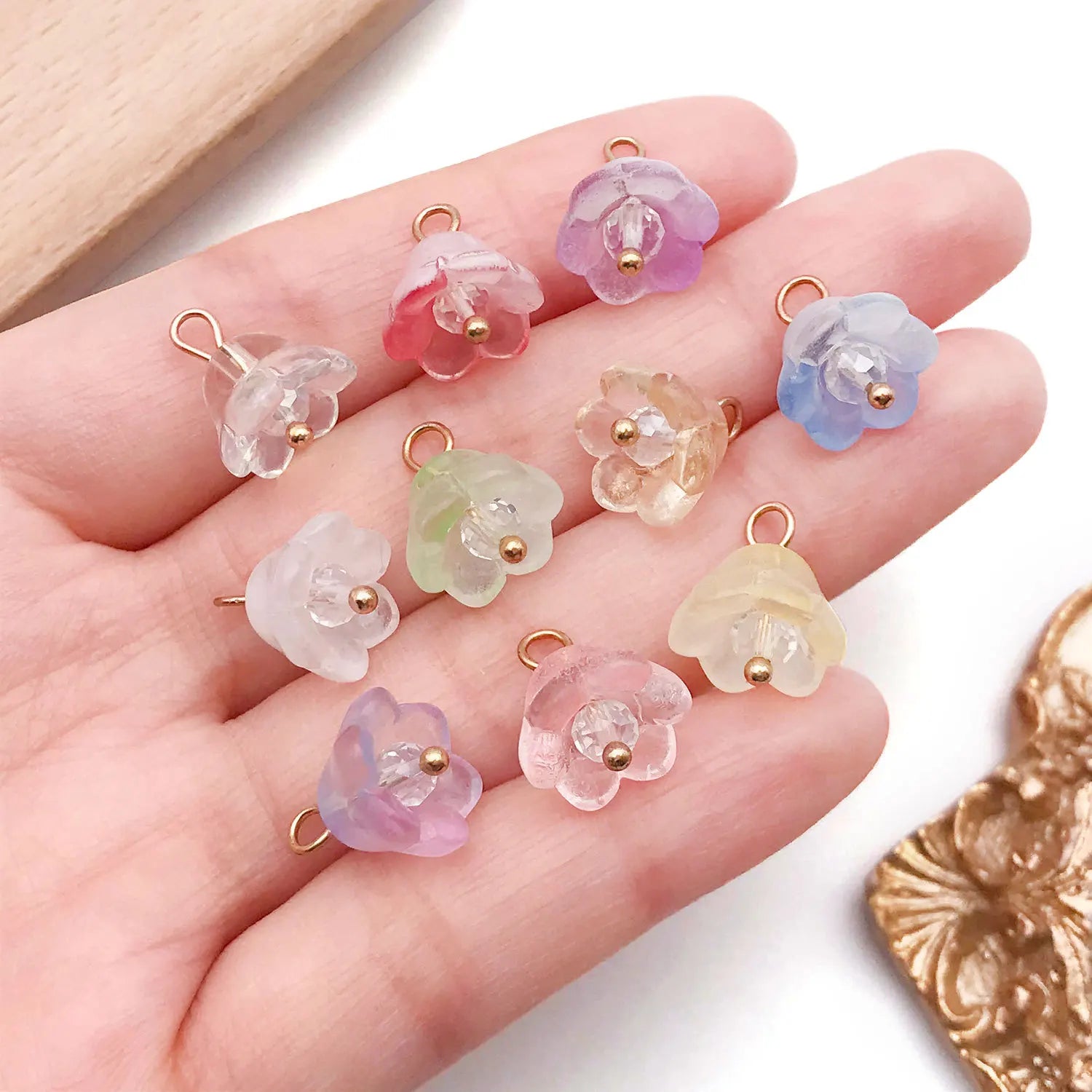 Glass Lily of the Valley Flower Loose Beads for DIY Earrings Bag Charm Jewelry