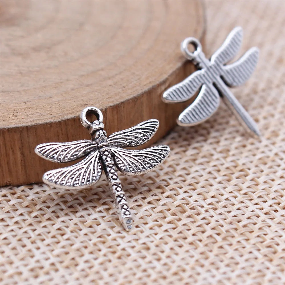 18x18mm 0.9g Antique Silver Zinc Alloy Dragonfly Charm Pendant for Necklace Bracelet Making